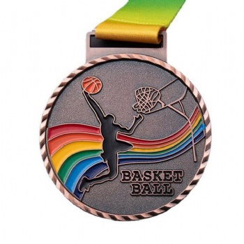 basketball medal ribbon soft enamel